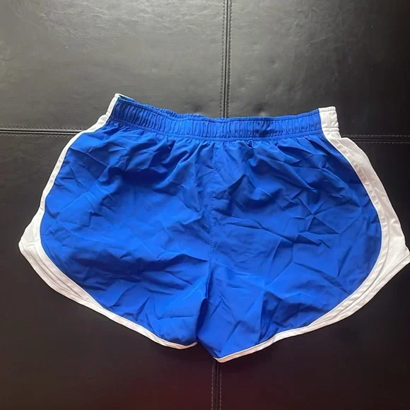 Nike Blue and White Athletic Shorts with Dolphin Hem - Picture 3 of 3